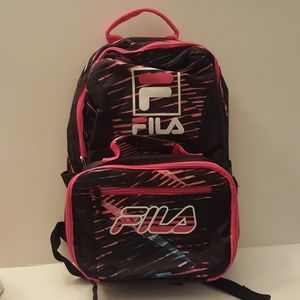 Fila Backpack with lunch tote pink black white